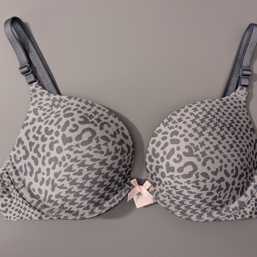Gray Leopard Print Bra